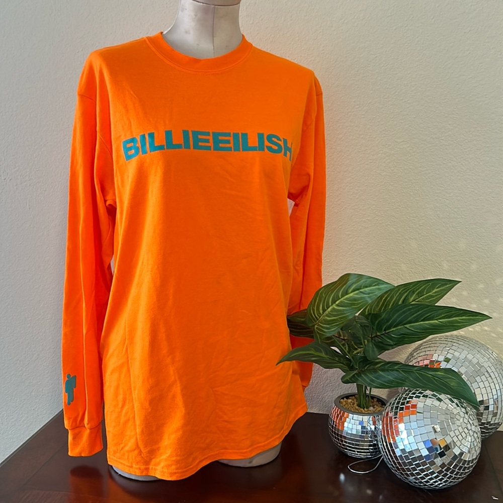 Billie Eilish neon orange long sleeve tee